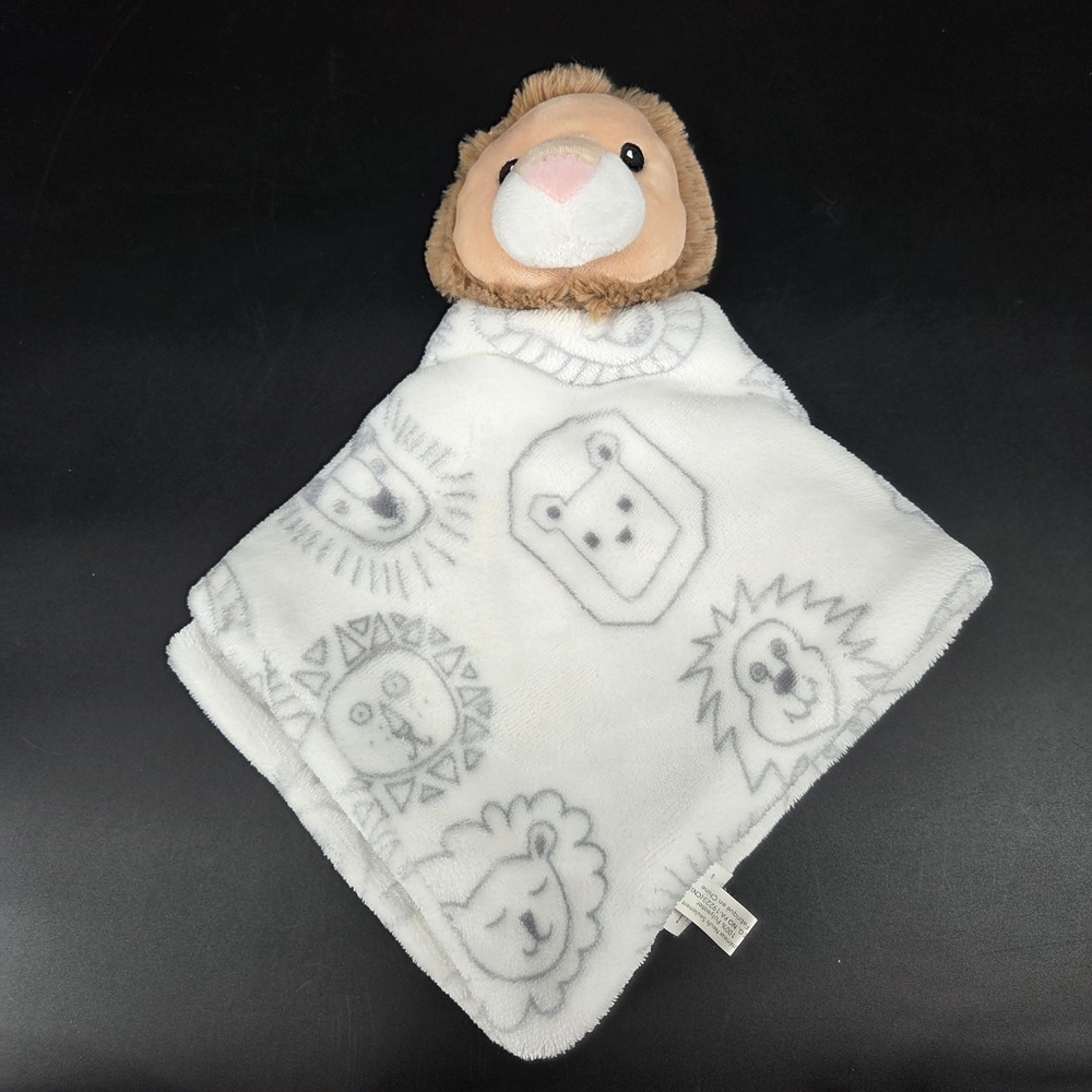 Lila & Jack Lion Lovey Security Blanket White Grey Plush Safari Snuggler AT441
